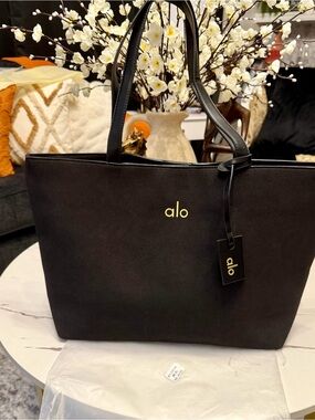 ALO Yoga Black Suede Tote Bag